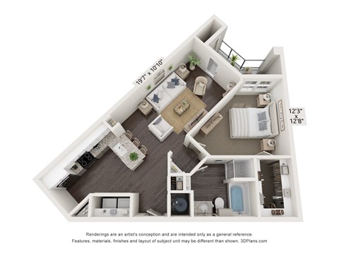 One bedroom apartment at Jefferson Cove Apartments in Grandprairie, TX